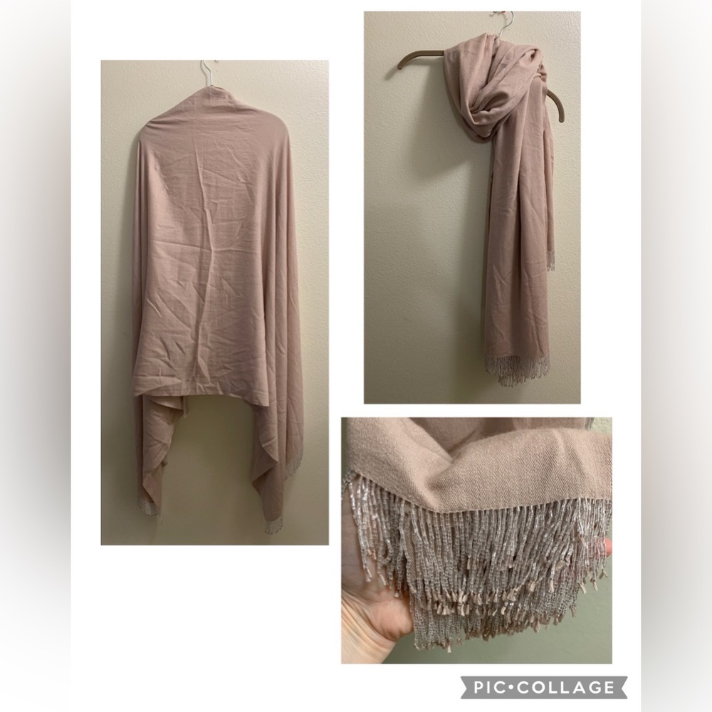 Beaded Shawl Wrap Sarong Scarf 35 1/2 Inches X 79 Inches Tablecloth Cover-Up
